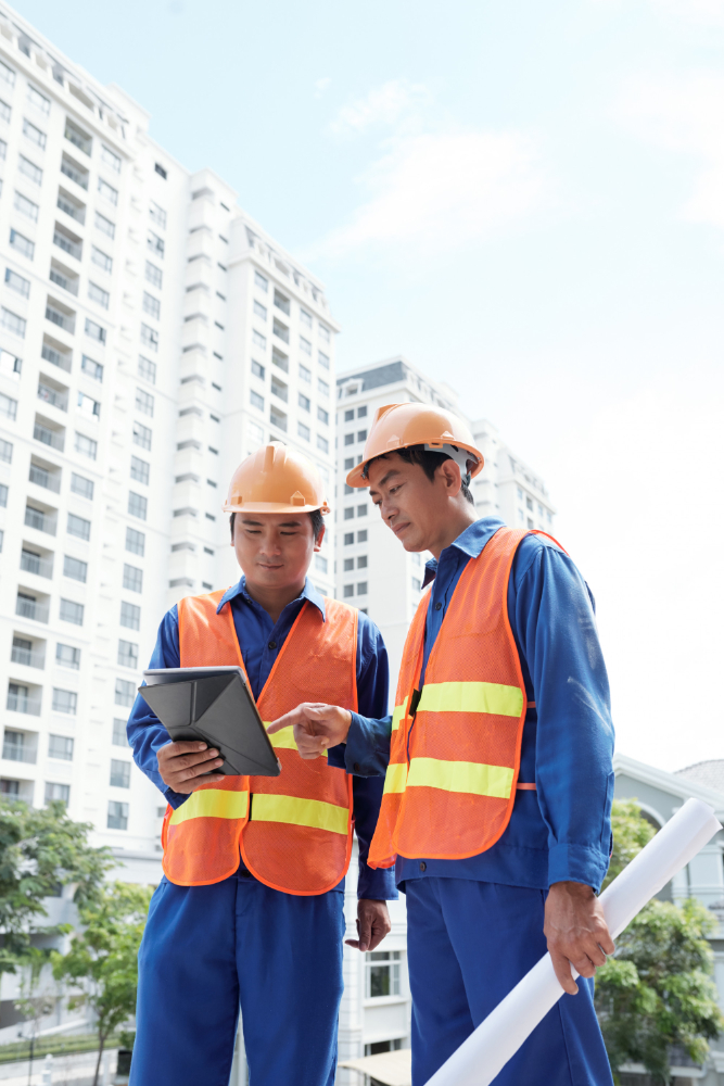 Construction professionals on site